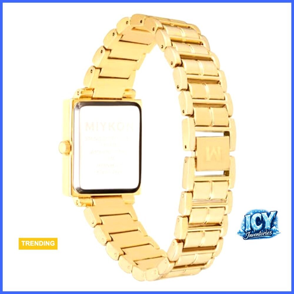 Small Square Face Women's Watch with Genuine Crystals, Japanese Quartz, - Picture 6 of 7